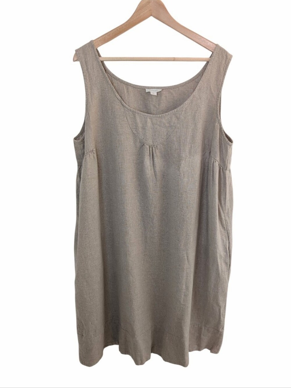 Garnet Hill Neutral Linen Sleeveless Shift Dress 16